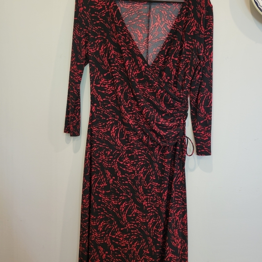 Evan Picone Elegant Faux Wrap V Neck Dress In Size 10 - Picture 6 of 10